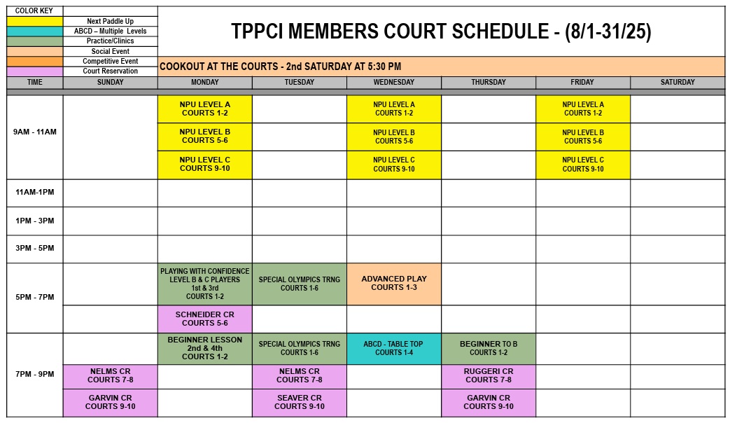 Member Schedule