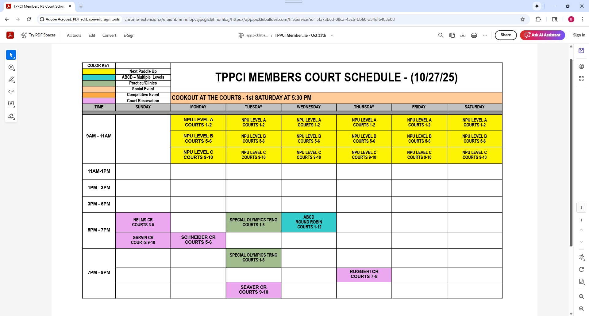 Member Schedule Member Schedule